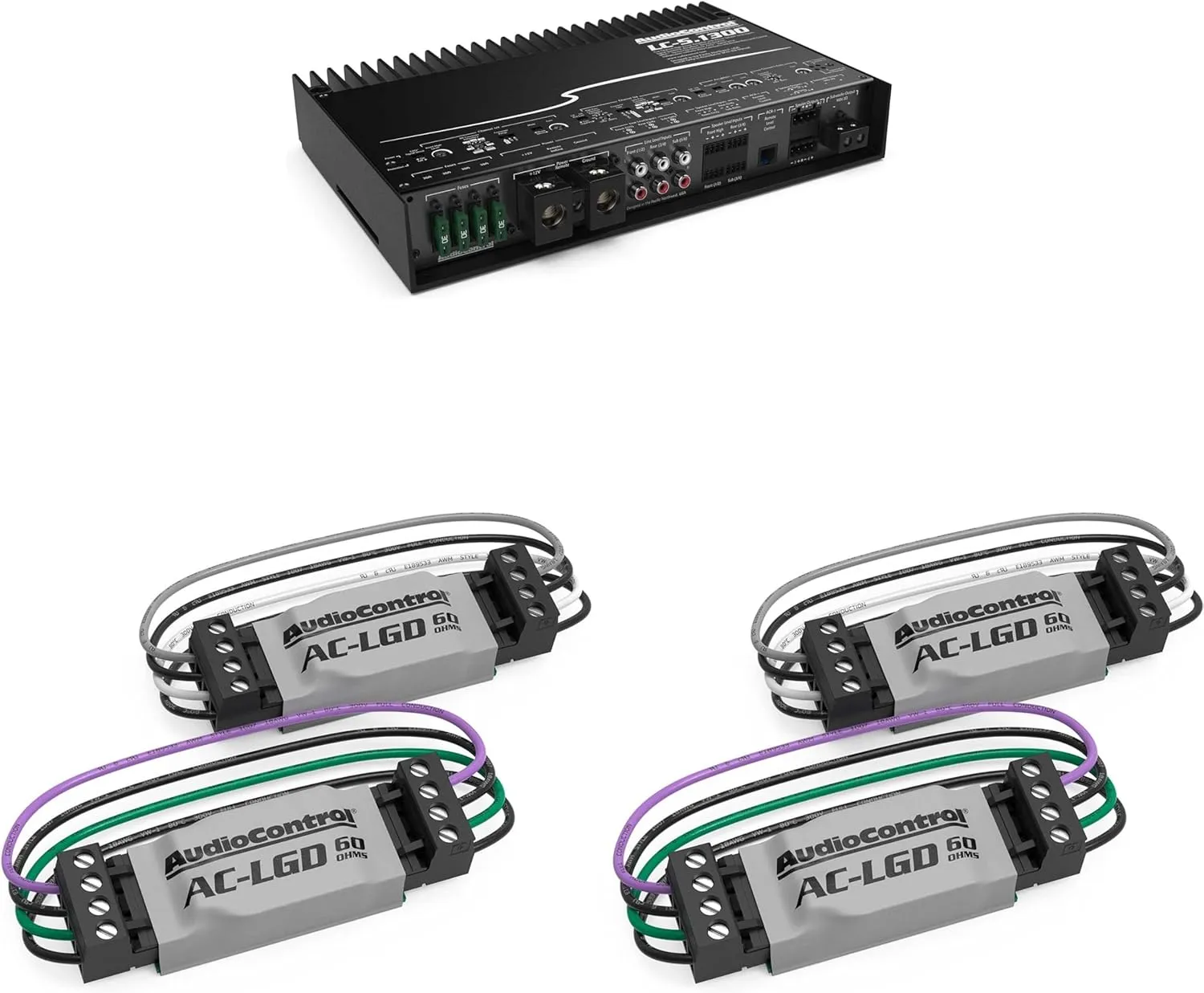 AudioControl LC-5.1300 High-Power Multi-Channel Amplifier with Accubass with 2 Pairs AudioControl AC-LGD 60 Load generating Device