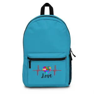 Austism Colorful Use, Excellent Backpack Anti-theft Travel, Gift, School, Everyday Inspirational Heartbeat | Design Love