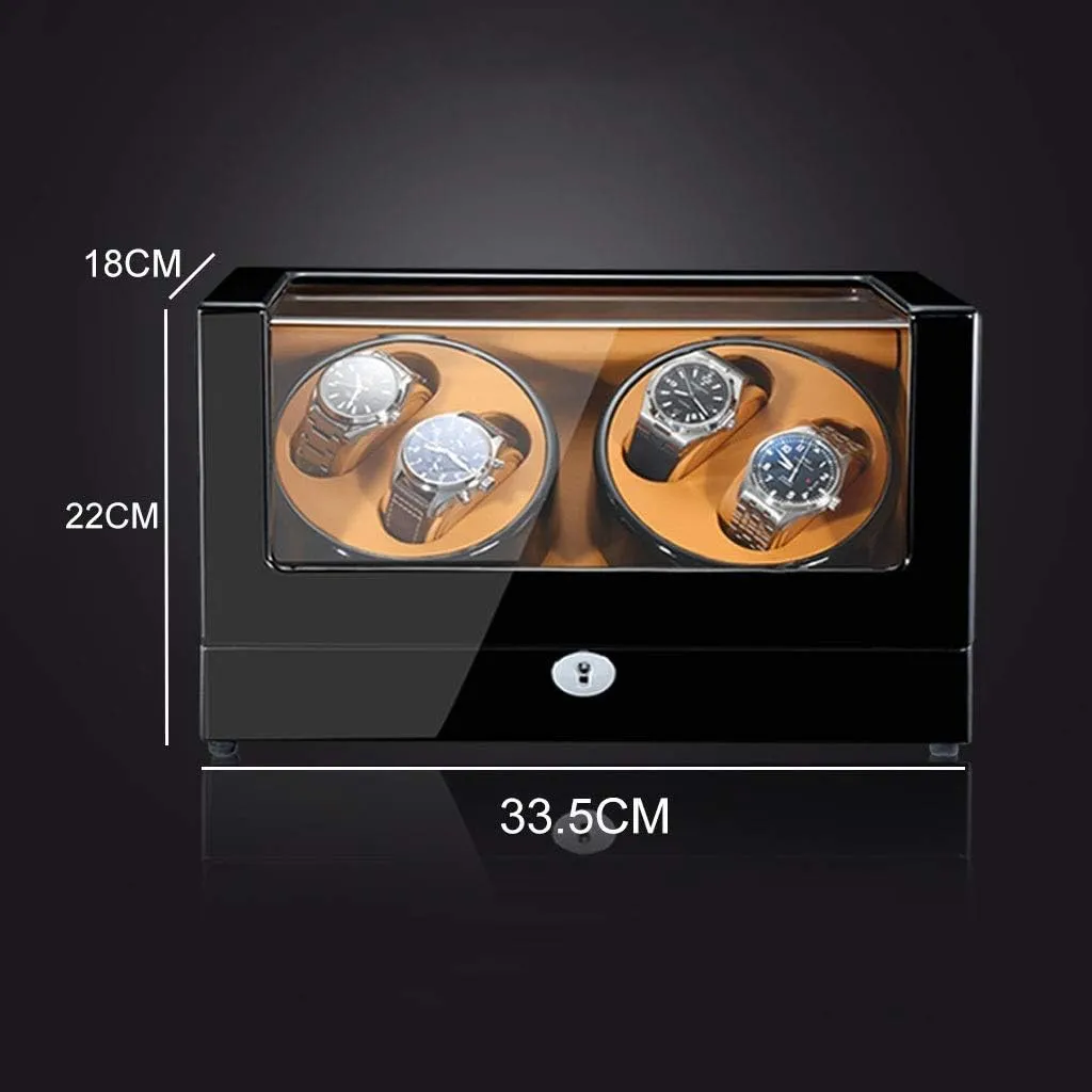 Automatic Watch Winder Box, 5 Rotation Modes with LED, 10 Watches Storage Display BoxHoliday Gift，B