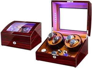 Automatic Watch Winder Box, 5 Rotation Modes with LED, 10 Watches Storage Display BoxHoliday Gift，B