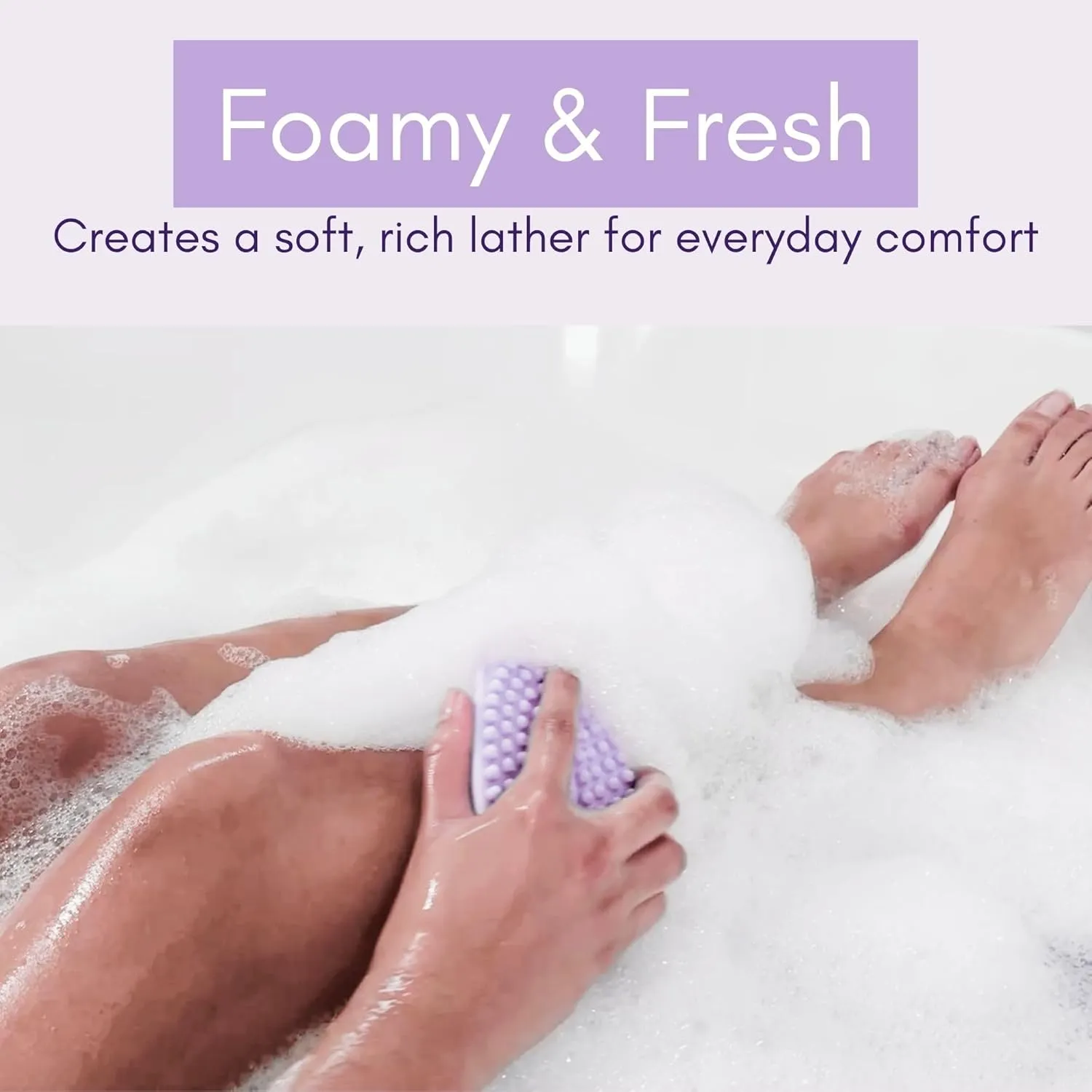 Avilana Silicone Body Scrubber – Dual-Sided Exfoliator for Men & Women, Gentle Loofah Alternative, Easy-to-Clean Silicone Shower Scrubber (Lavender with Silver)