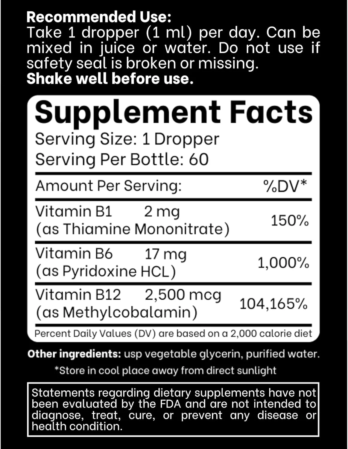 B1 B6 B12 Vitamin Liquid Drops - Nerve, Energy, Brain Support Supplement - Fruity-Like Flavor - Methylcobalamin, Thiamine, Pyridoxine - 60 Day Supply - 2 oz - for Men and Women - Simply Made