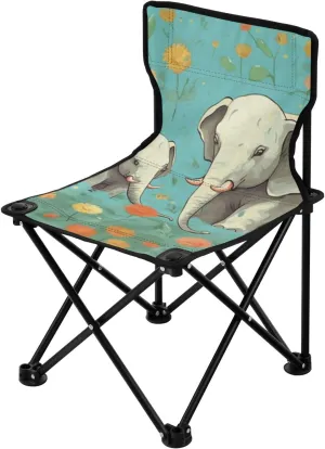 Baby Elephants Portable Outdoor Folding Chair Anti-Slip Padded Oxford Cloth Stool Camping Chair Small for Beach Hiking Fishing Gardening Quad Camp Chair