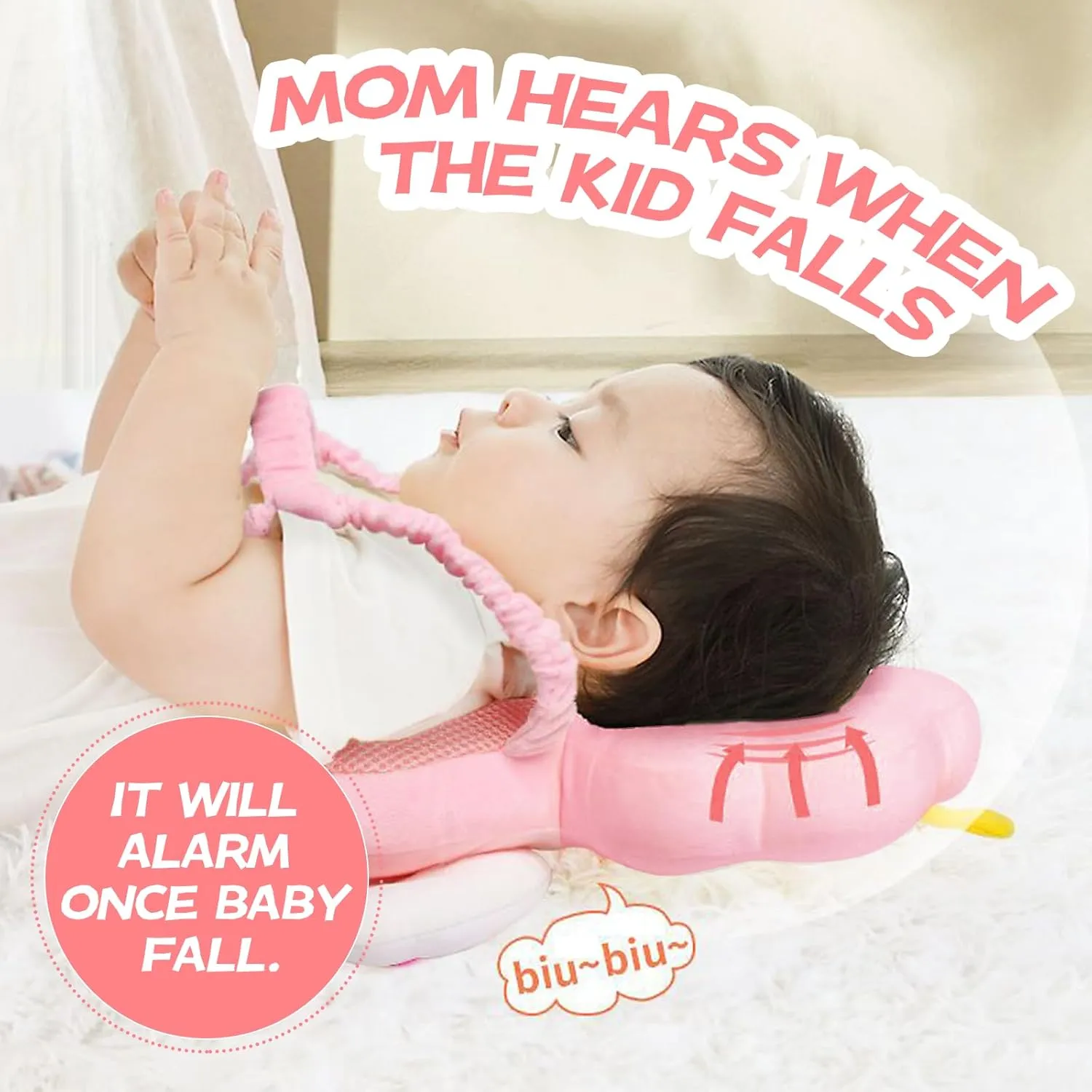 Baby Head Protector Backpack: Alarm Function, Adjustable and Ultra-Light(Angel)