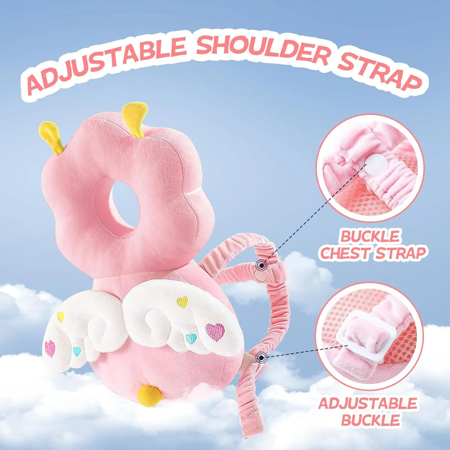 Baby Head Protector Backpack: Alarm Function, Adjustable and Ultra-Light(Angel)