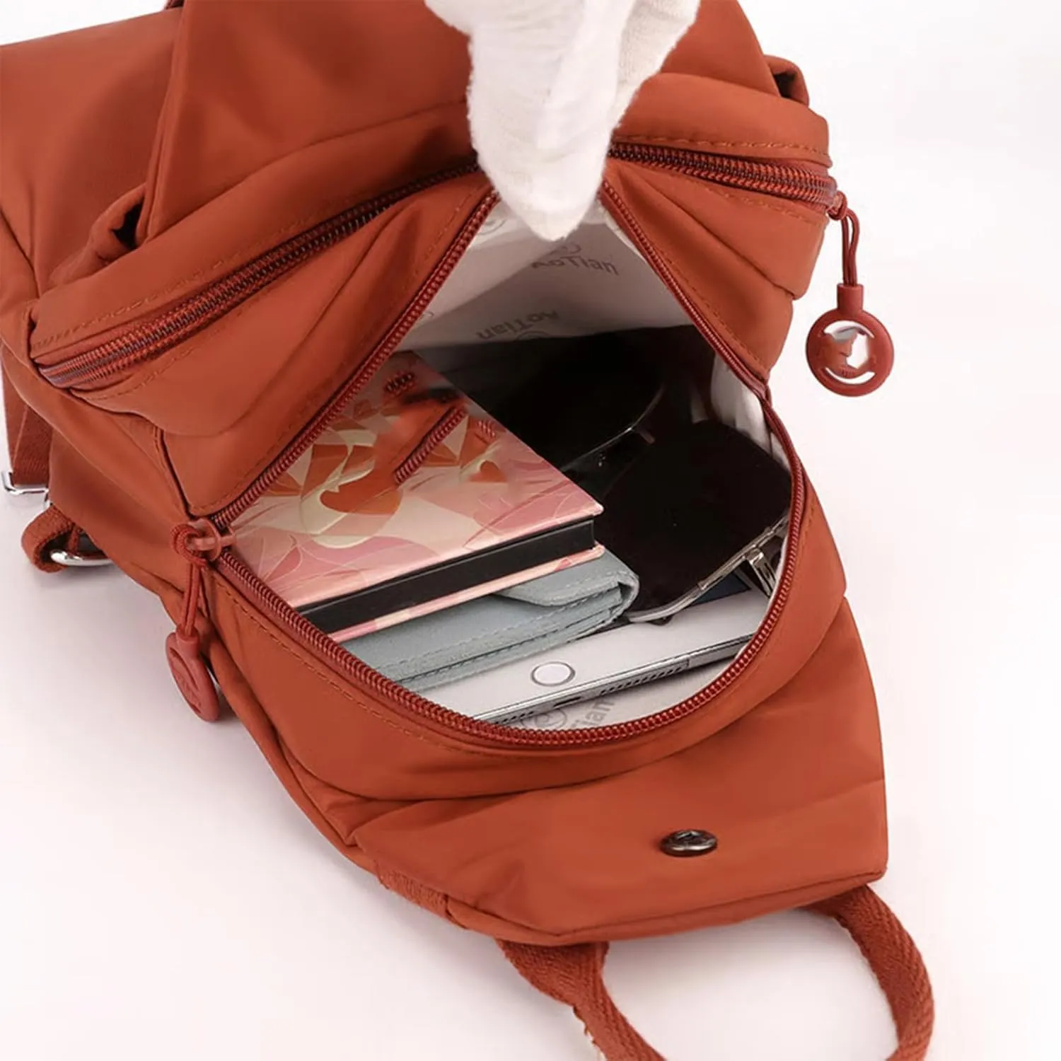 Backpack Chest Bags Double Zipper Large Capacity, Large Capacity Oxford Crossbody Backpack with Anti-Theft Design (Red)