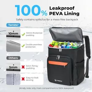 Backpack Cooler Leakproof 30 Cans, Double Deck Insulated Cooler Backpack for Men & Women, Lightweight Insulated Backpack for Travel, Camping, Beach