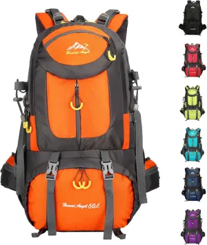 Backpack Hiking Camping Backpack Daypack 40L 50L 60L Water Resistant Lightweight Travel Backpack For Wemen Men (Orange, 40L)
