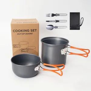 Backpacking Cooking Set for 1-2 Person Outdoor Camping Cookware Set Ultralight Backpacking Cooking Gear Compact Pots and Pans Set with Kettle for Outdoor Cooking Hiking and Picnics