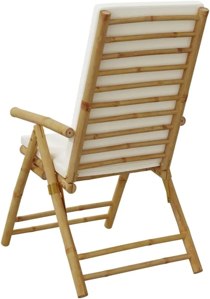 Backyard Chairs Beach Chair Outdoor Chairs Kitchen Chairs - Folding Patio Reclining Chairs 2 pcs with Cushions Bamboo for Beaches Outside Terrace Park