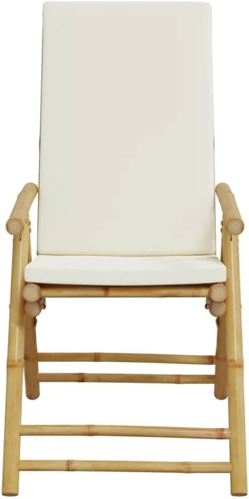 Backyard Chairs Beach Chair Outdoor Chairs Kitchen Chairs - Folding Patio Reclining Chairs 2 pcs with Cushions Bamboo for Beaches Outside Terrace Park