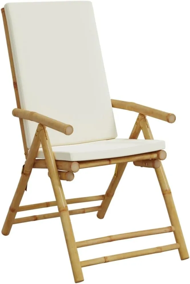 Backyard Chairs Beach Chair Outdoor Chairs Kitchen Chairs - Folding Patio Reclining Chairs 2 pcs with Cushions Bamboo for Beaches Outside Terrace Park