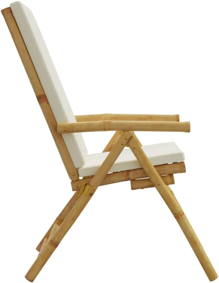 Backyard Chairs Beach Chair Outdoor Chairs Kitchen Chairs - Folding Patio Reclining Chairs 2 pcs with Cushions Bamboo for Beaches Outside Terrace Park