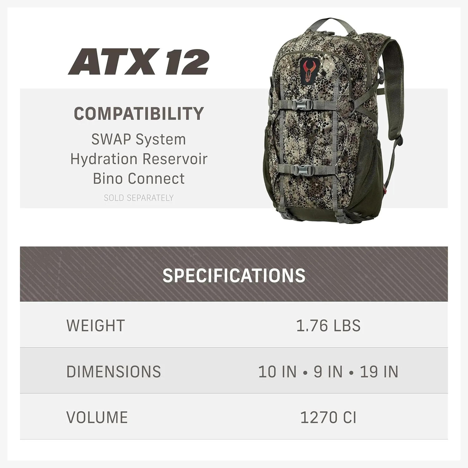 Badlands ATX 12 Hunting Pack - All-Terrain Xtreme Tactical Backpack, Lightweight, Water Resistant, Approach GT