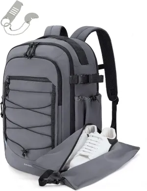 BAGSMART Carry On Travel Backpack, 17.3 Inch Large Travel backpack Carry On Flight Approved, Personal Item Backpack Travel Bag With Shoe Bag, 30L Water Resistant Casual Daypack, Grey