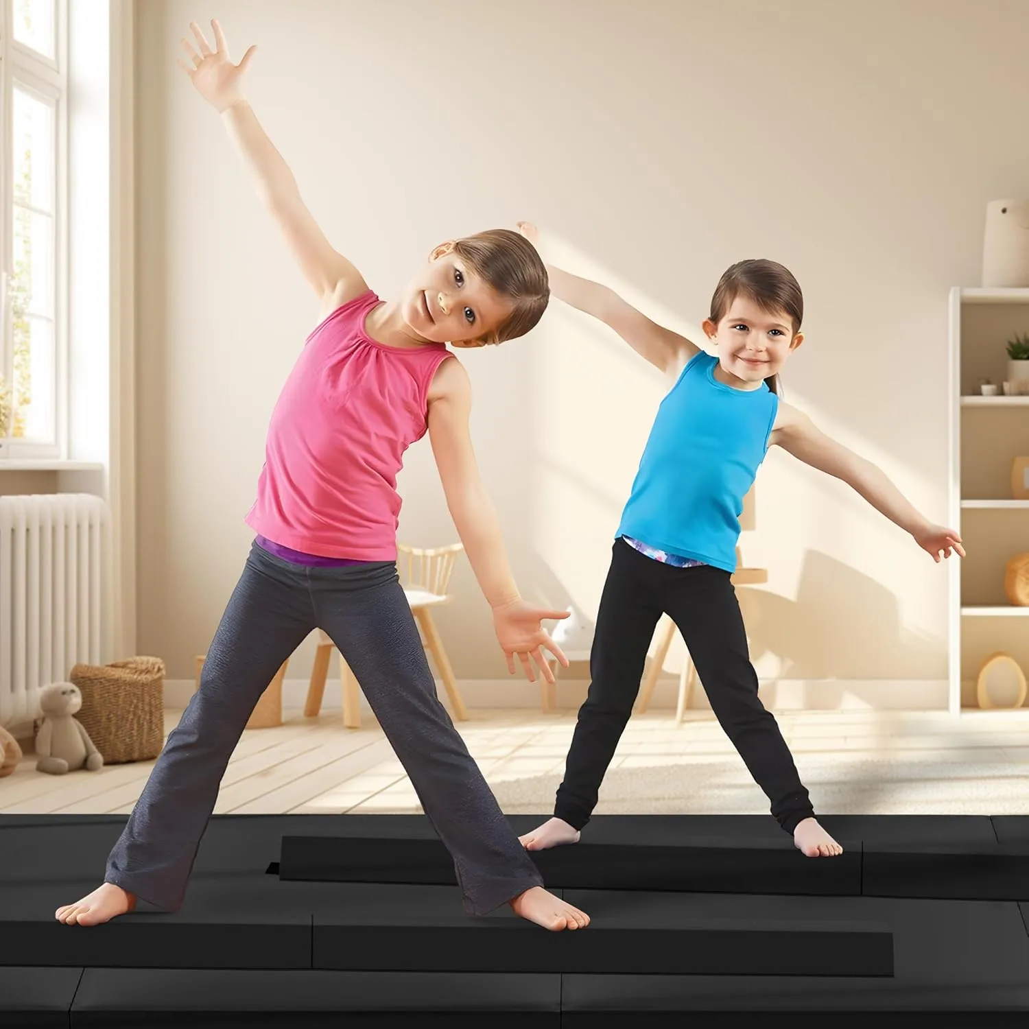 BalanceFrom Portable Folding Gymnastics Balance Beam, Home Floor Balancing Equipment