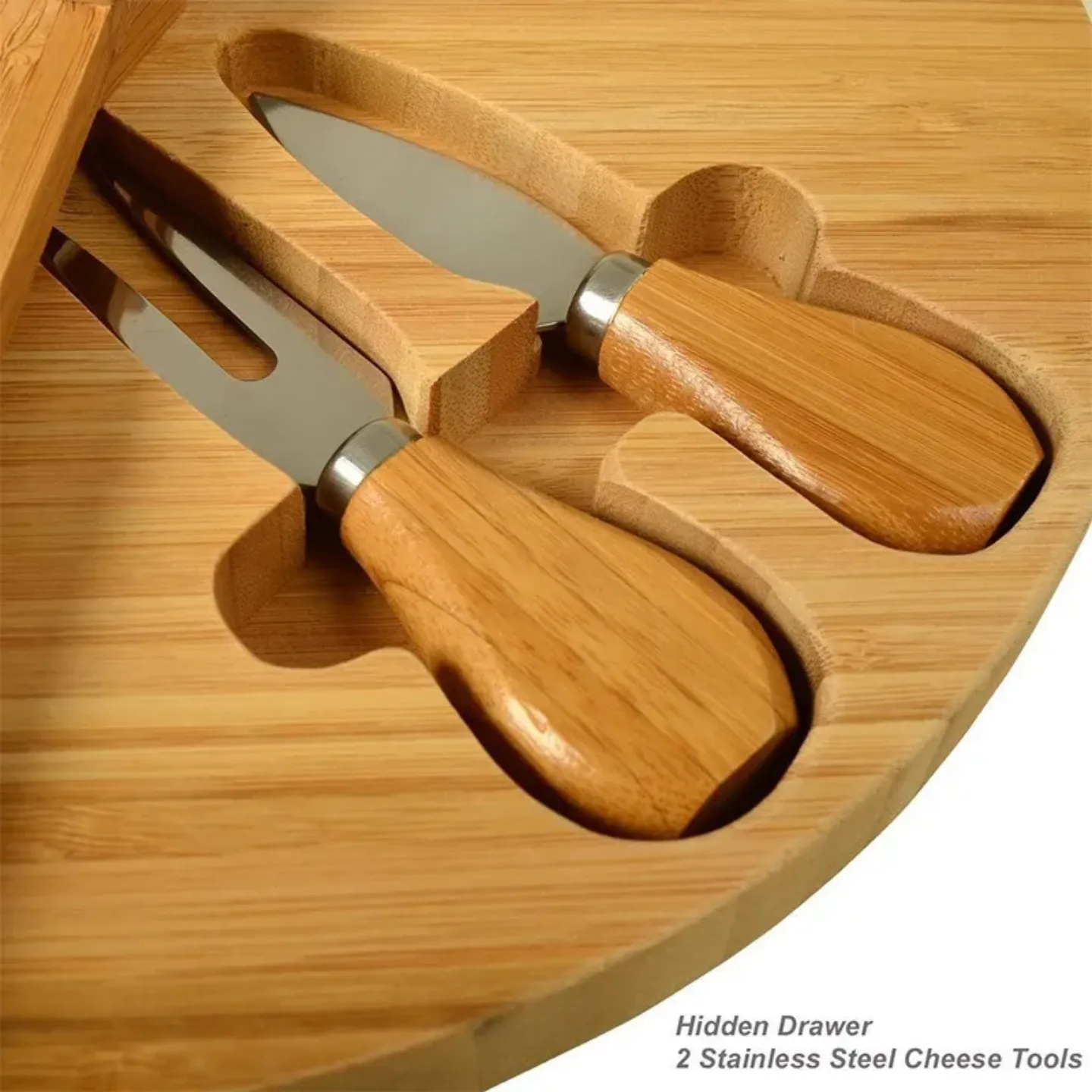 Bamboo Cheese Board and Knife Set, Cheese Platter Serving Tray, Foldable Charcuterie Boards Set