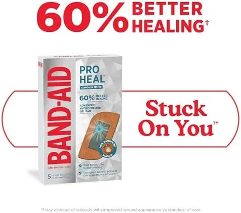 Band-Aid Brand Pro Heal Adhesive Bandages with Hydrocolloid Gel Pads, Large Clinically Tested Waterproof Bandages for Better Healing of Minor Wounds, Sterile First Aid Bandages, 2 Pack