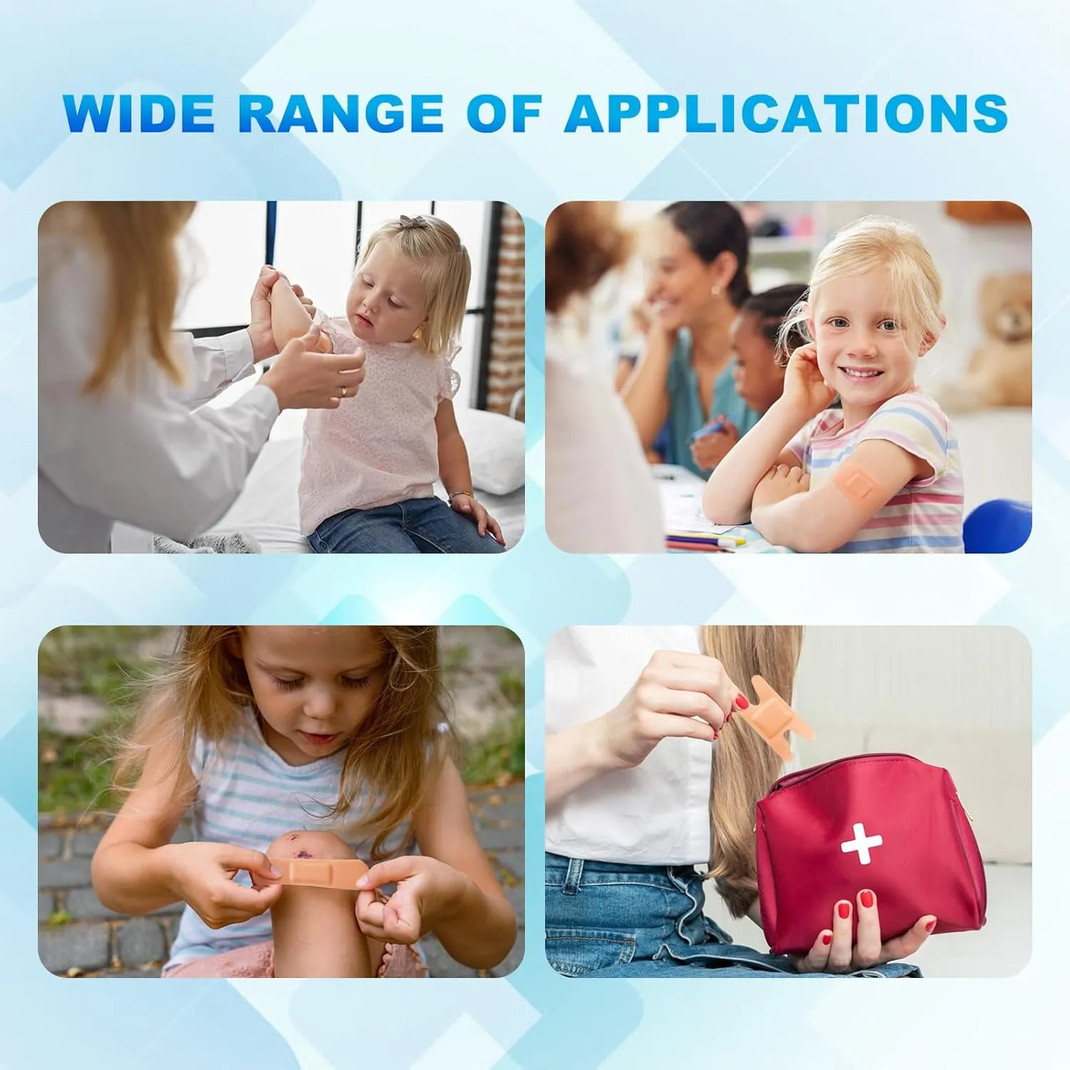 Bandages Variety Pack - 200 Pcs Assorted Bandages Bulk, Large Adhesive Fingertip Bandage, Waterproof Bandage Breathable for First Aid and Protect Wounds (10 Styles)