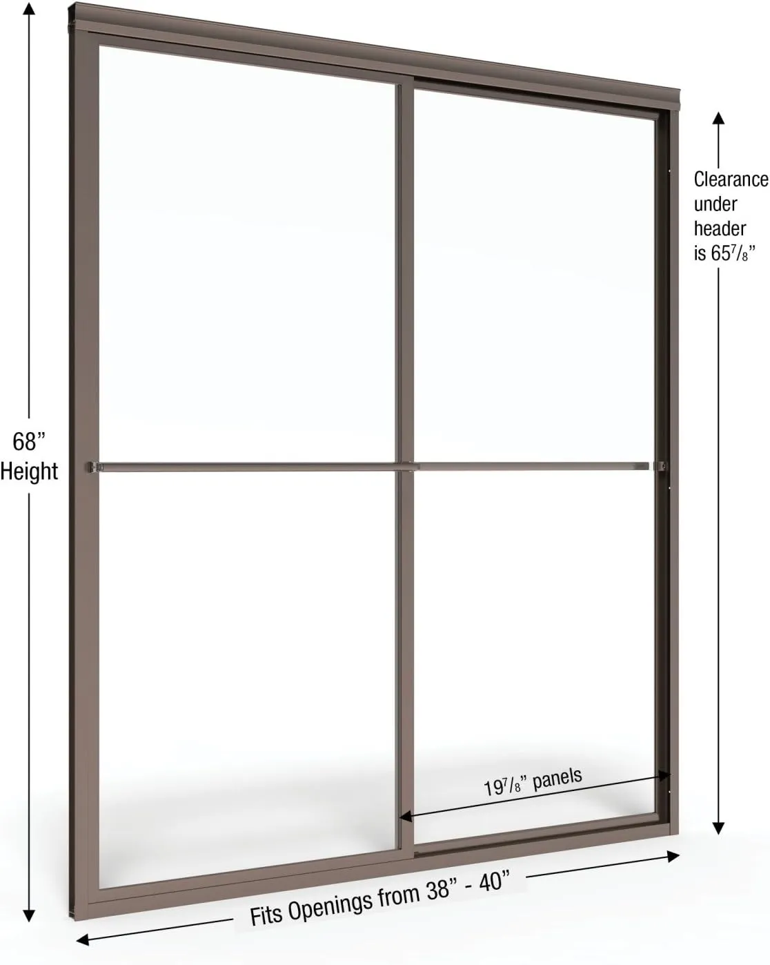 Basco Deluxe Framed Sliding Shower Door, 38-40 in. W x 68 in. H, Tempered Obscure Glass, Oil Rubbed Bronze
