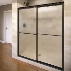 Basco Deluxe Framed Sliding Shower Door, 38-40 in. W x 68 in. H, Tempered Obscure Glass, Oil Rubbed Bronze