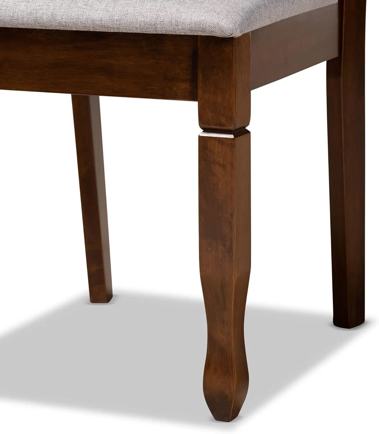 Baxton Studio Lanier Dining Chair Set - Grey Fabric Upholstered, Walnut Brown Finished Wood