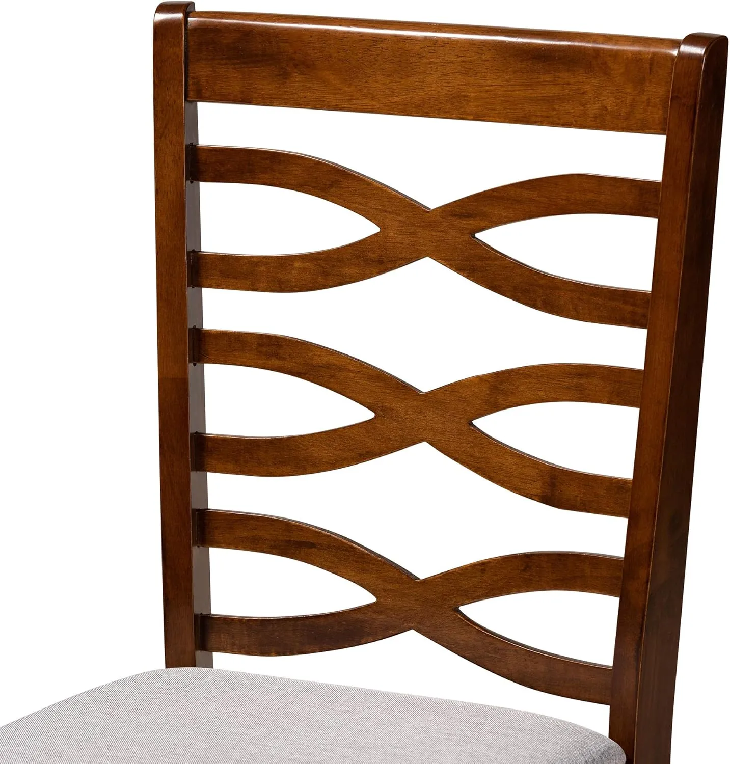 Baxton Studio Lanier Dining Chair Set - Grey Fabric Upholstered, Walnut Brown Finished Wood
