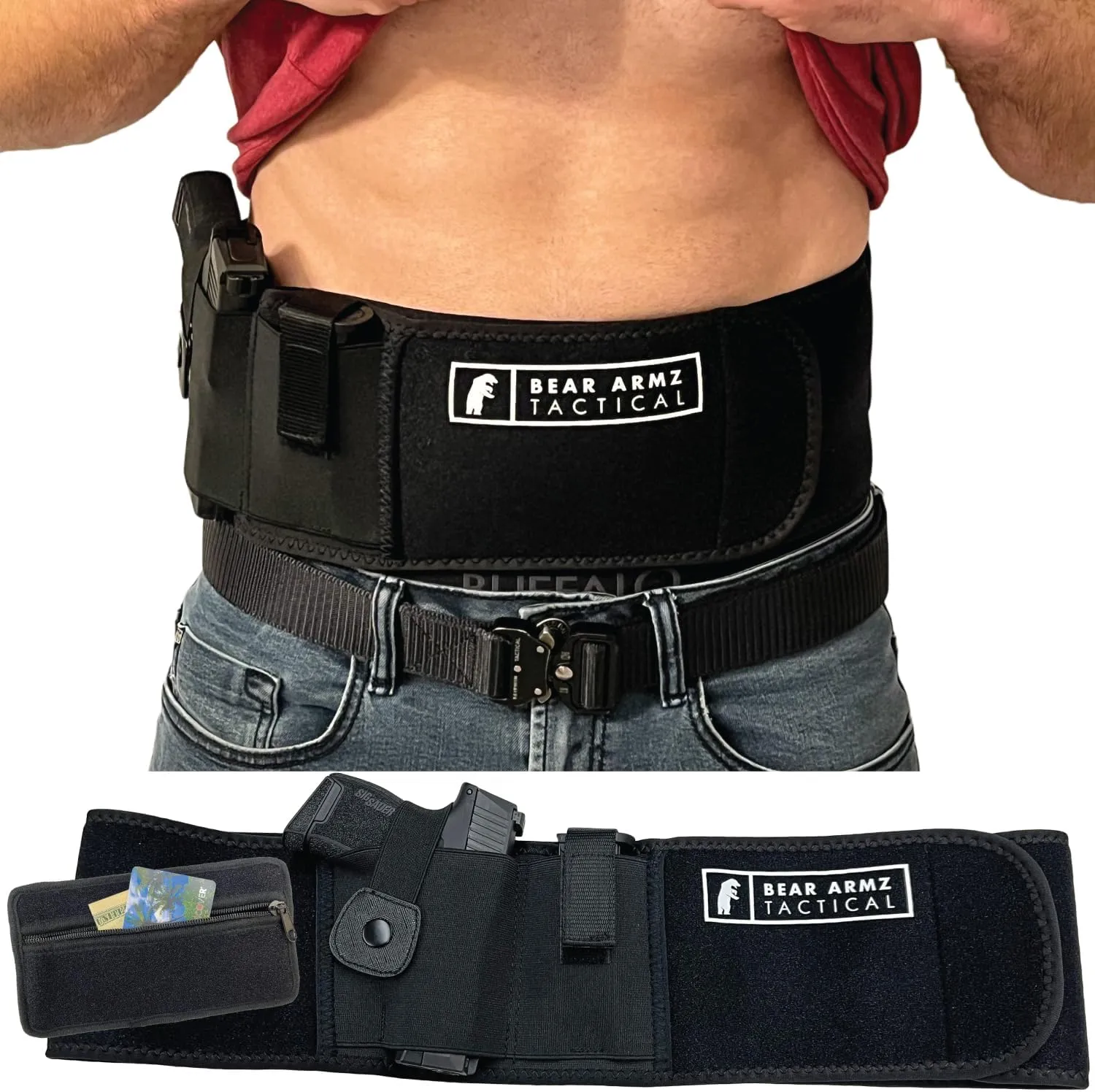 Belly Band Holster for Concealed Carry | Neoprene Waist Band Handgun Carrying System w/Mag Pouch | Universal IWB Holster for Pistols | Best Retention