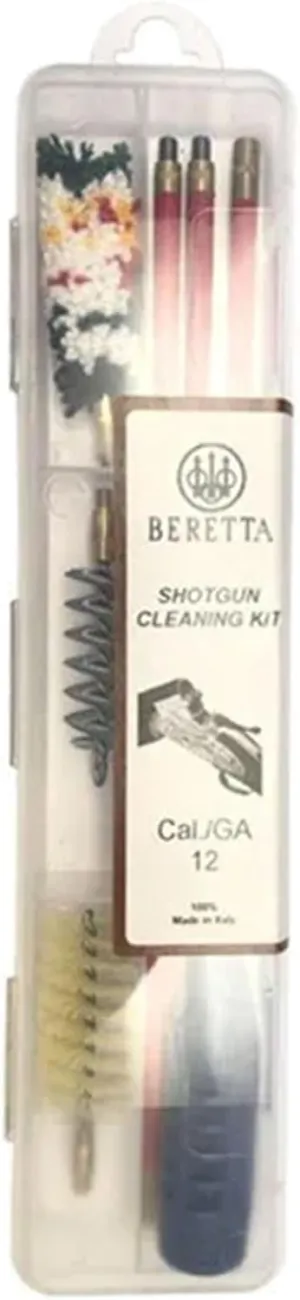 Beretta Shotgun Basic Cleaning Kit 12 GA | Compact Portable Functional Cleaning Set with Brass Rod, Steel Spiral, Wool & Nylon Brushes in Durable Storage Box