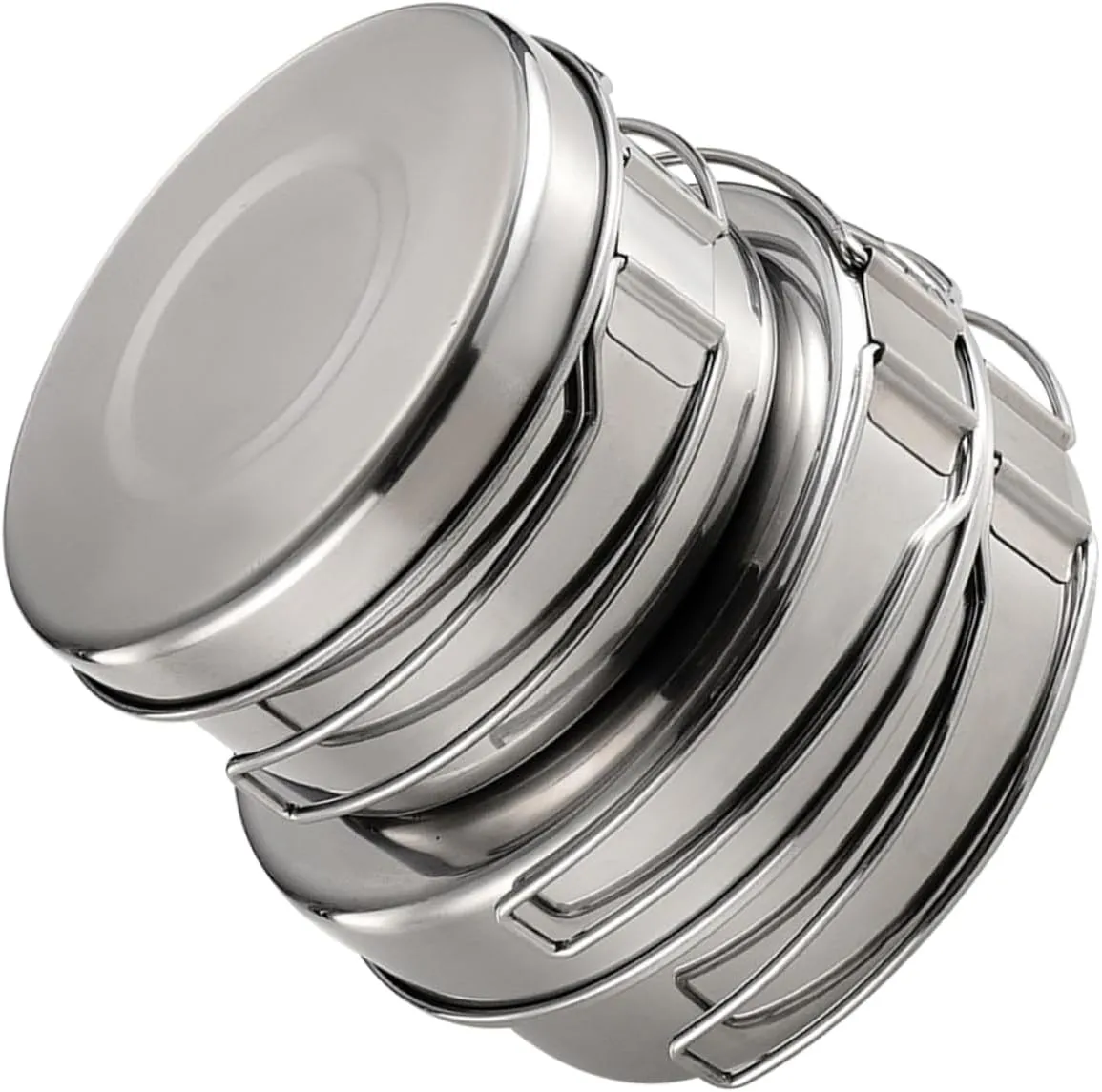 BESPORTBLE 4-Piece Stainless Steel Camping Cookware Set Compact Easy to Carry for Outdoor Activities