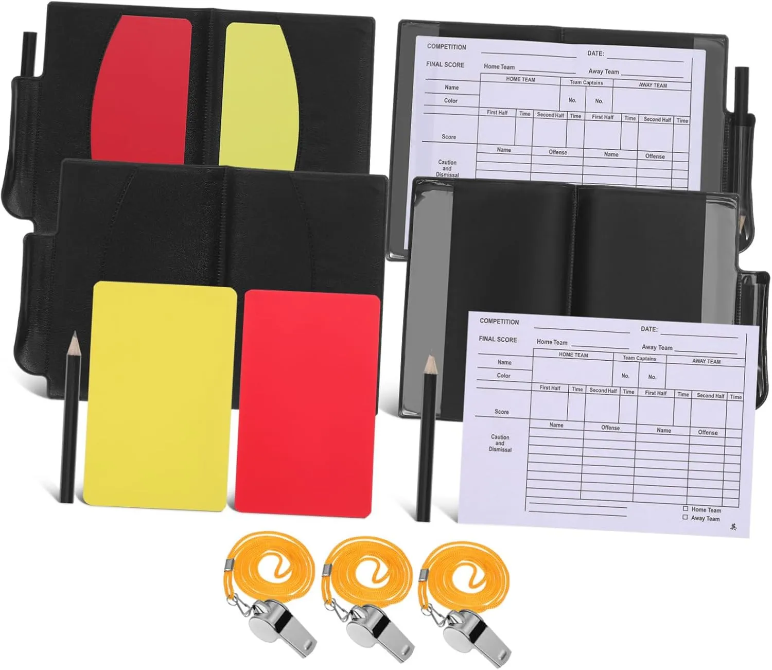 BESPORTBLE Match Referee Accessory Red Yellow Soccer Cards Bright Whistle Compact Kit for Sports Officiating
