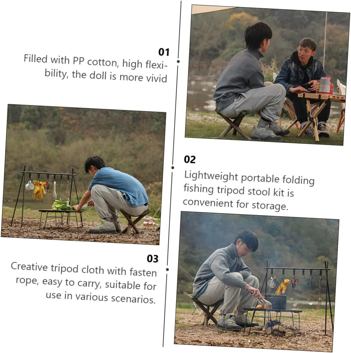 BESTonZON Outdoor Tripod Stool Camping Stool with Durable Cloth Lightweight and Portable Fishing Chair for Hiking Beach and Outdoor Activities