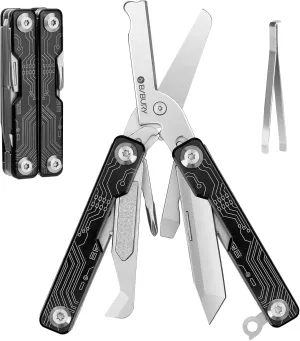 BIBURY Mini Keychain Multitool Scissors, 9 in 1 Multitool EDC Scissors with Screwdriver, Bottle Opener, Pocket Knife, Spring -Mini Multi Tool for Outdoor, Daily Use, Gifts for Men and Women
