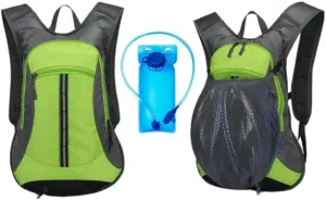 Bike Backpack Mountain Biking Backpack Lightweight 15L Daypack for Mtb Cycling, Hiking, Skiing, Snow Bicycle (Green_Water Reservoir)