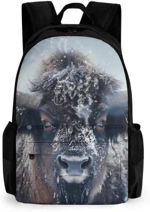 Bison Snowstorm Laptop Backpack Lightweight Travel Shoulder Bag Casual Daypack for Men Women