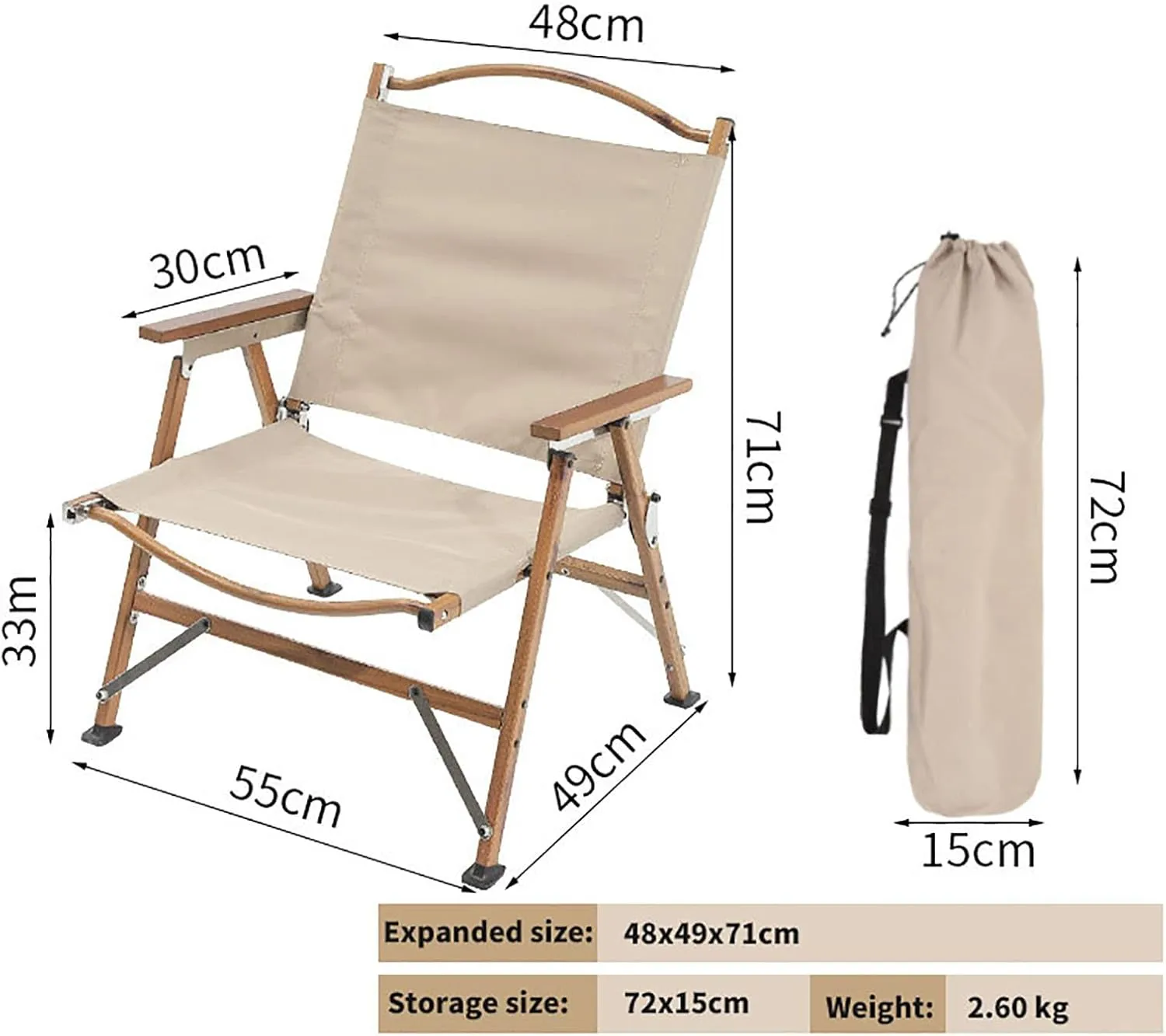 BK&MF Outdoor Folding Camping Chair, Stable Portable Compact Director Chair Heavy Duty with Storage Pocket Beach Camp Chair for Storage and Trave,A,48x49x71cm(19x19x28inch)