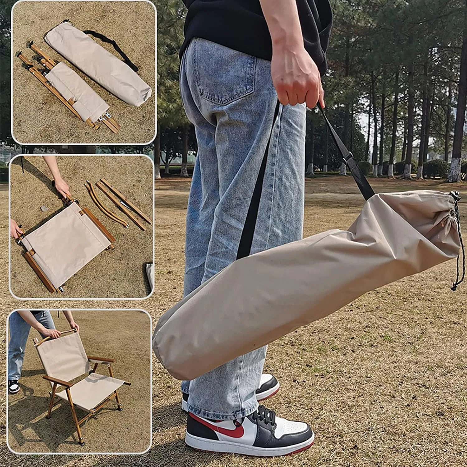 BK&MF Outdoor Folding Camping Chair, Stable Portable Compact Director Chair Heavy Duty with Storage Pocket Beach Camp Chair for Storage and Trave,A,48x49x71cm(19x19x28inch)