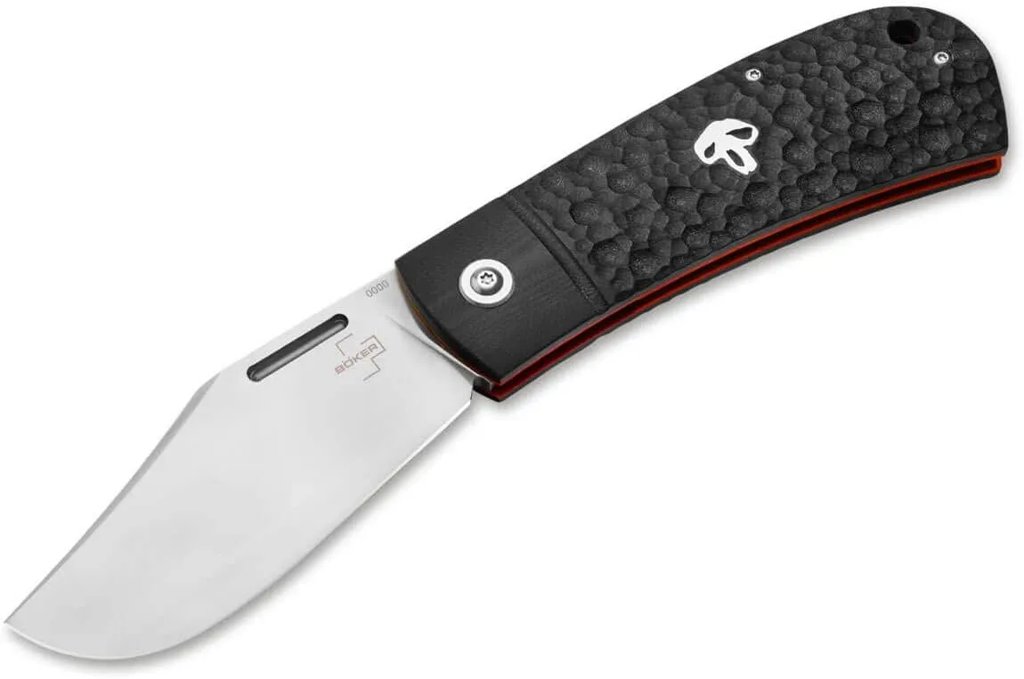 BÖKER PLUS Bad Guy Folding Slipjoint Pocket Knife, Textured G10 Scales, Wide Clip Point Blade, Designed by Franck Souville