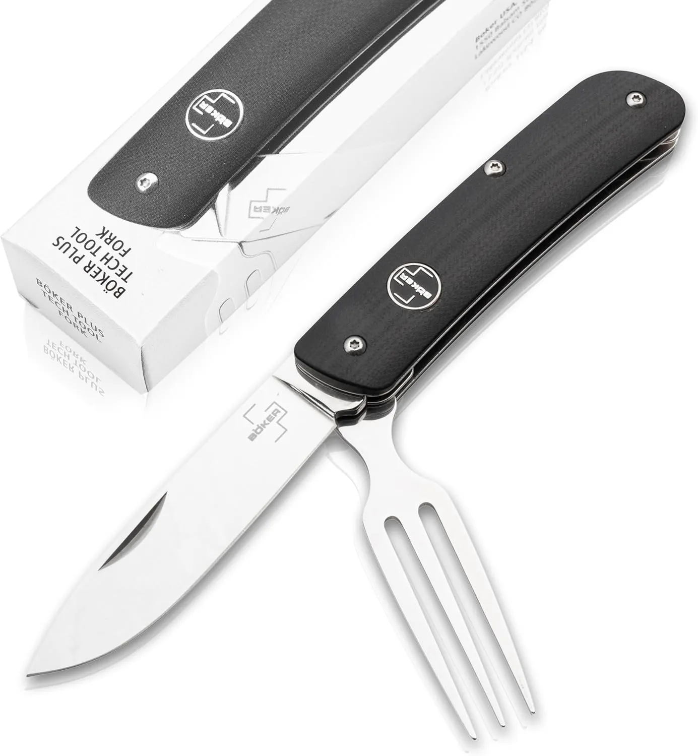 Böker Plus® Tech Tool Fork - noble pocket knife with fork - foldable camping cutlery - design travel cutlery - foldable outdoor cutlery with clip