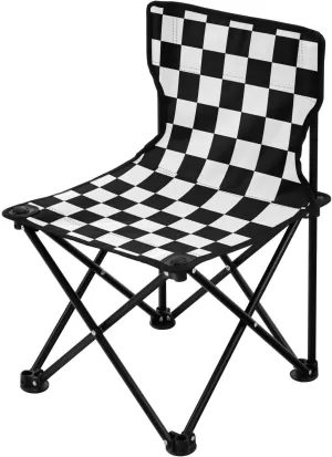 Black and White Checkered Pattern Packable Ultralight Camping Chair Lightweight Foldable Chair Carry Bag Included Ice Fishing Chair with Back for Outside Outside
