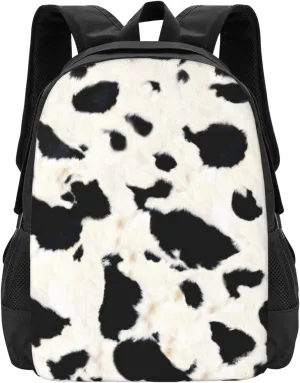Black And White Cowhide Print Lightweight Packable Backpack Travel Casual Hiking Daypack Foldable Backpack For Men Women