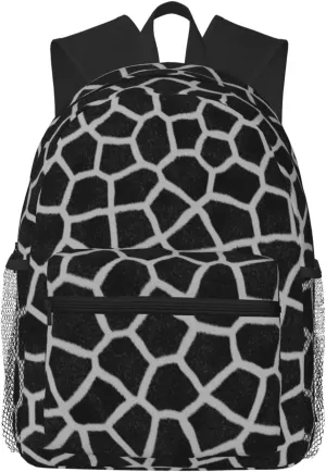 Black And White Giraffe Print Lightweight Packable Backpack Travel Casual Hiking Daypack Foldable Backpack For Men Women