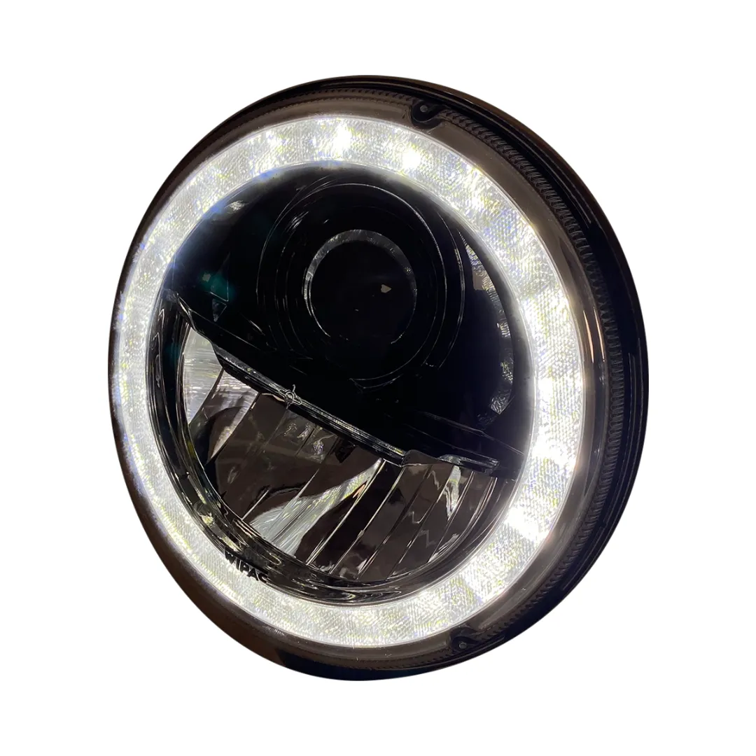 Black LED Headlamp With Integral Indicator And DRL (RHD) Pair