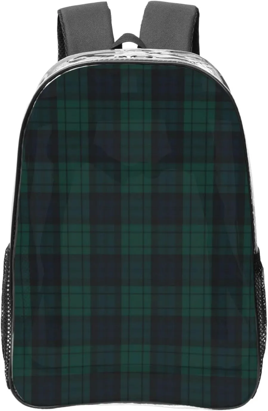 Black Watch Tartan Lightweight Clear Backpack - Transparent Bag For Work, Gym & Stadium Compliance