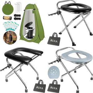 BLIKA Portable Toilet Kit for Camping, Camp Toilet with Pop-Up Privacy Tent, Toilet Bags and Eco Absorbent Gel, Foldable Portable Toilet for Adults, Portable Outdoor Shower Tent Camp Toilet
