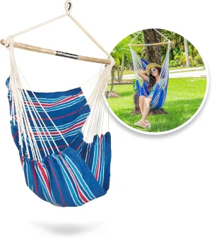 Bliss Hammocks WM-412F_2 Polyester Multi Color Hammock Chair with Collapsible Push-Pin Spreader Bar, Patriotic Stripe