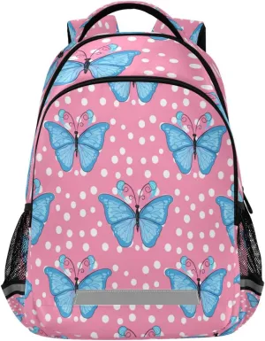 Blue Butterflies Design Waterproof Backpack - Casual Outdoor Sports Daypack with Ergonomic Shoulder Straps#442