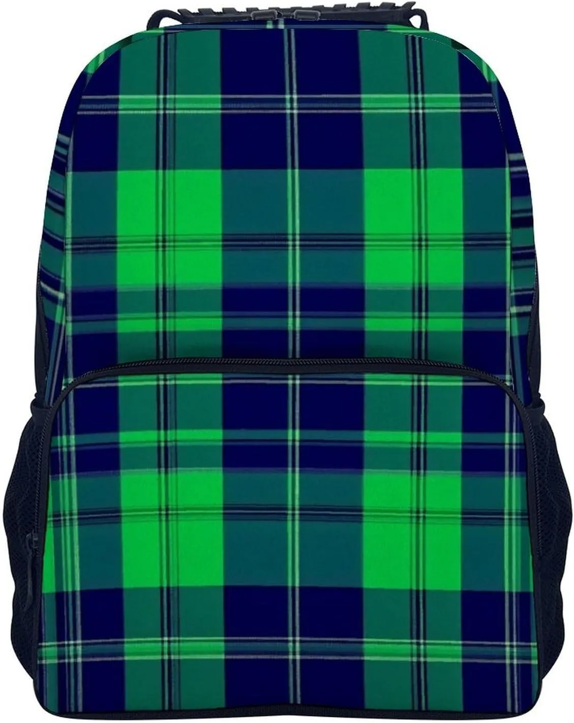 Blue Green Scottish Tartan Plaid Rucksacks Lightweight Multipurpose Anti-Theft Shoulder Bag Big Capacity Laptop Book Bag Rucksack With Padded Straps