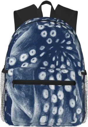Blue Octopus Vintage Map Chic Lightweight Packable Backpack Travel Casual Hiking Daypack Foldable Backpack For Men Women