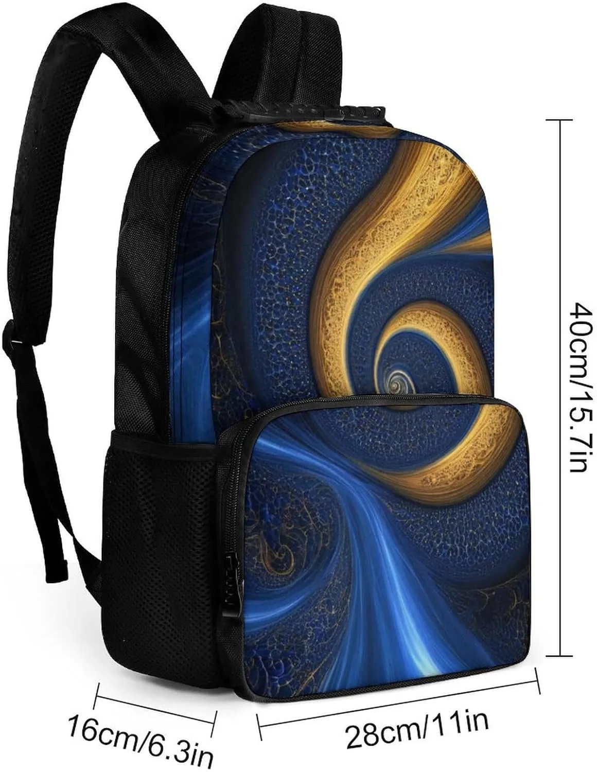 Blue Trippy Tie Dye Daypack Lightweight Multipurpose Anti-Theft Shoulder Bag Large Capacity Laptop Book Bag Rucksack With Adjustable Shoulder Straps